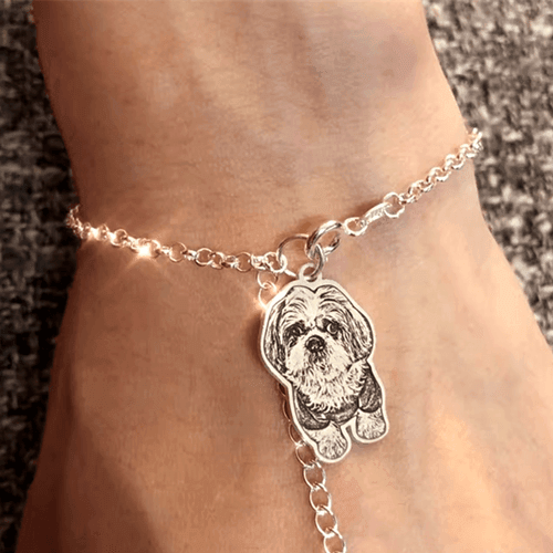 personalized sterling silver dog photo laser etched charms bracelets jewerly accessories wholesale